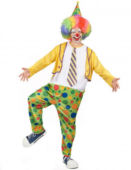 Disfraz de payaso para hombre amarillo y verde Disfraz de payaso para hombre amarillo y verde