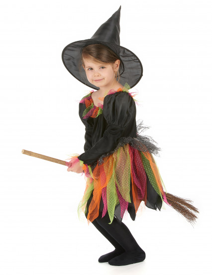 Disfraz de bruja multicolor para niña 2