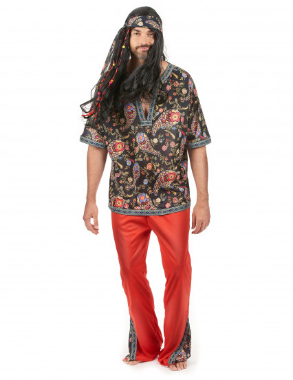 Disfraz de hippie para hombre tres piezas 1