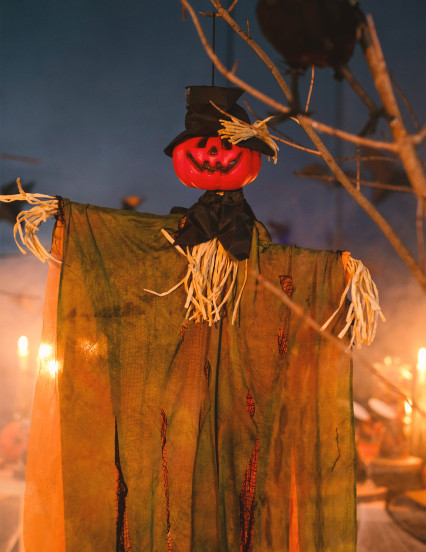 Decoración colgante calabaza espantapájaros 1 m Halloween 4