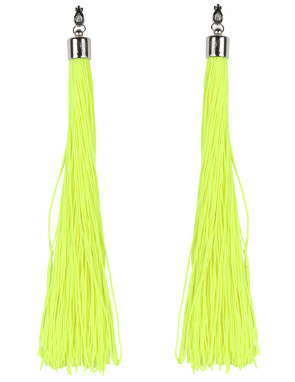 Pendientes flecos amarillo fosforito adulto 1