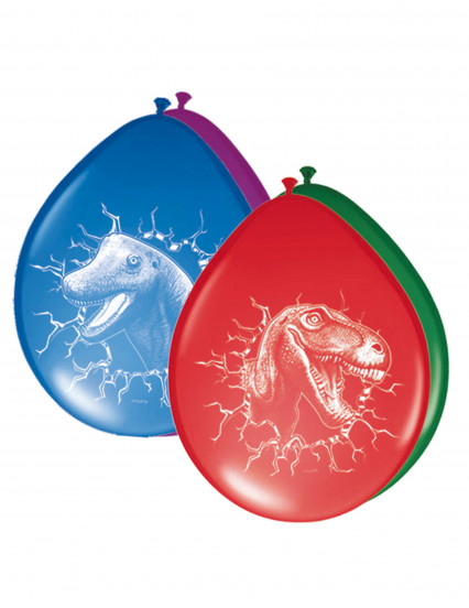 6 Globos de látex dinosaurios multicolor 30 cm 1
