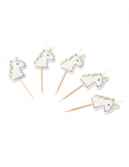 5 Velas con pico unicornio purpurina 4,5 x 3 cm 2