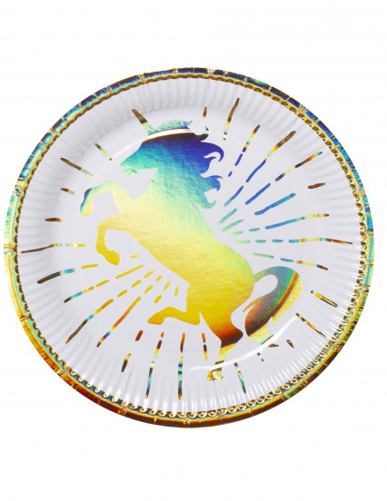6 Platos de cartón unicornio holo 23 cm 1