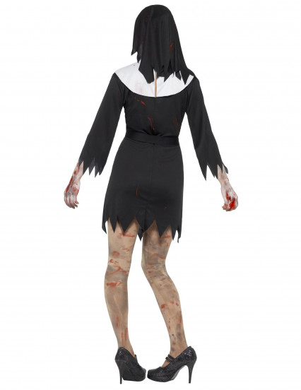 Disfraz monja zombie negro mujer 3