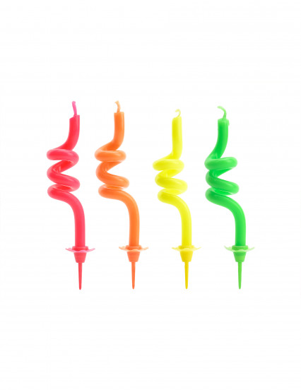 4 Velas de cumpleaños espirales multicolores 8 cm 1