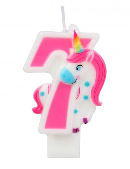 Vela rosa de unicornio 14 cm 9