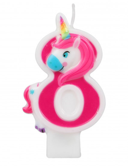 Vela rosa de unicornio 14 cm 10