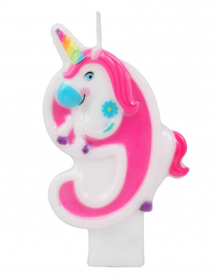 Vela rosa de unicornio 14 cm 11